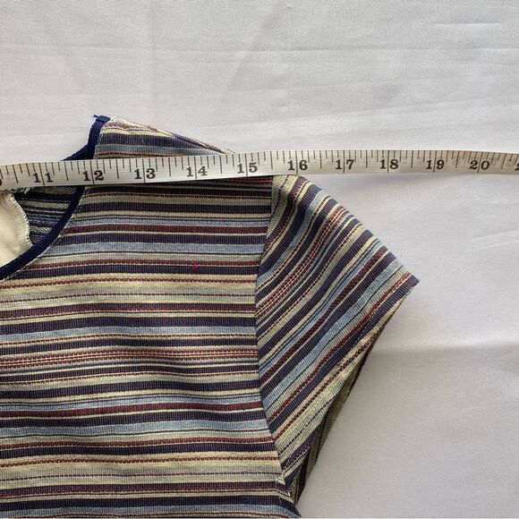 Zara W/B Collection Jacquard Metallic Striped Cropped Blouse Size Large - Picture 11 of 13